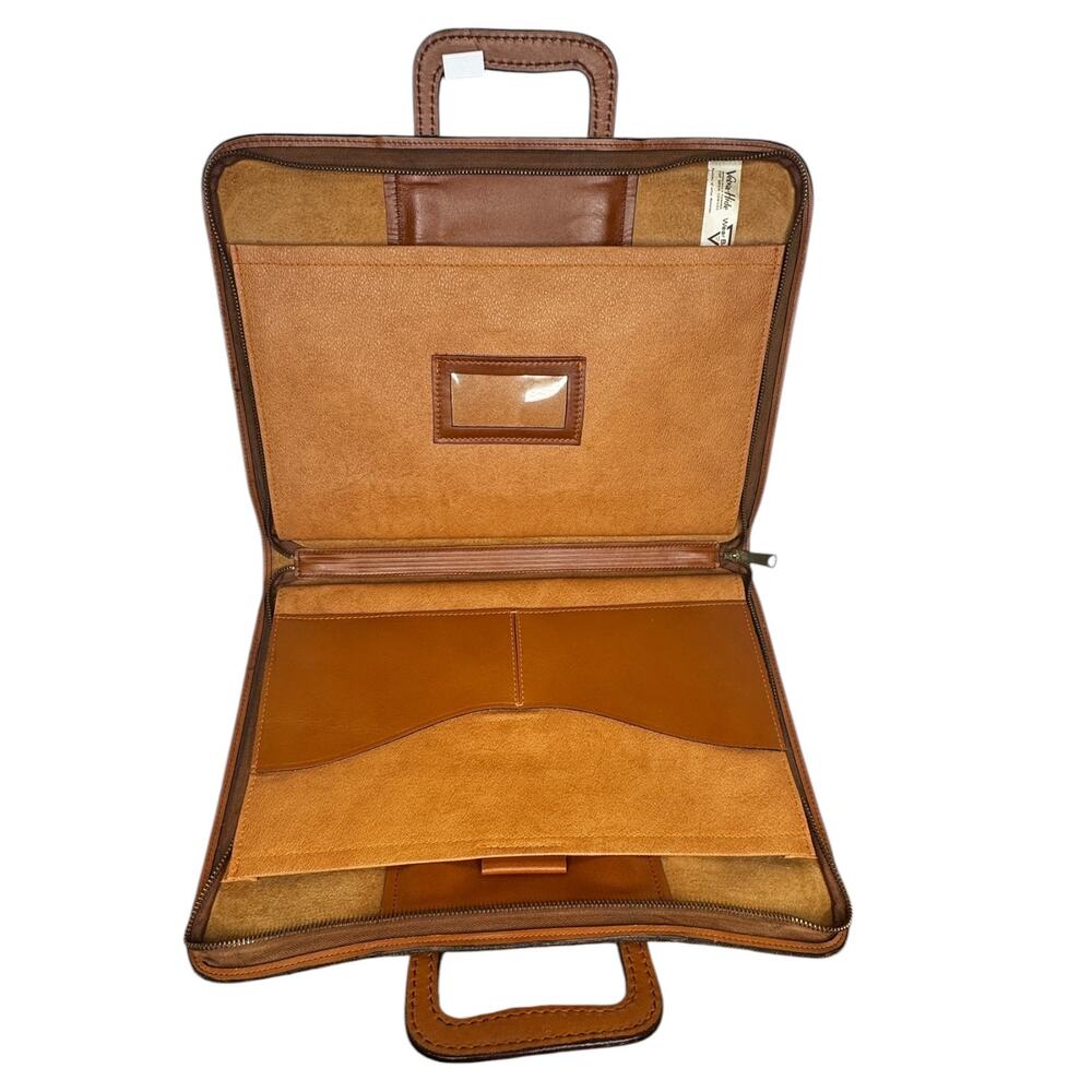 1970s Wear Best VelvaHide Leather Portfolio Briefcase Brown Zip Case - Picture 2 of 16